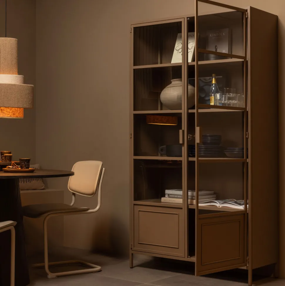 RONJA Vaisselier 2 portes en verre et métal H189cm