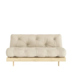 ROOTS Canapé convertible 160x200cm en bois naturel et tissu