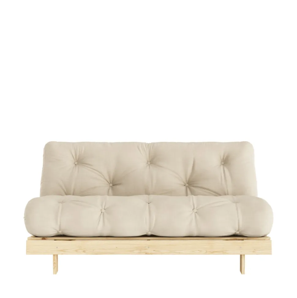 ROOTS Canapé convertible 160x200cm en bois naturel et tissu