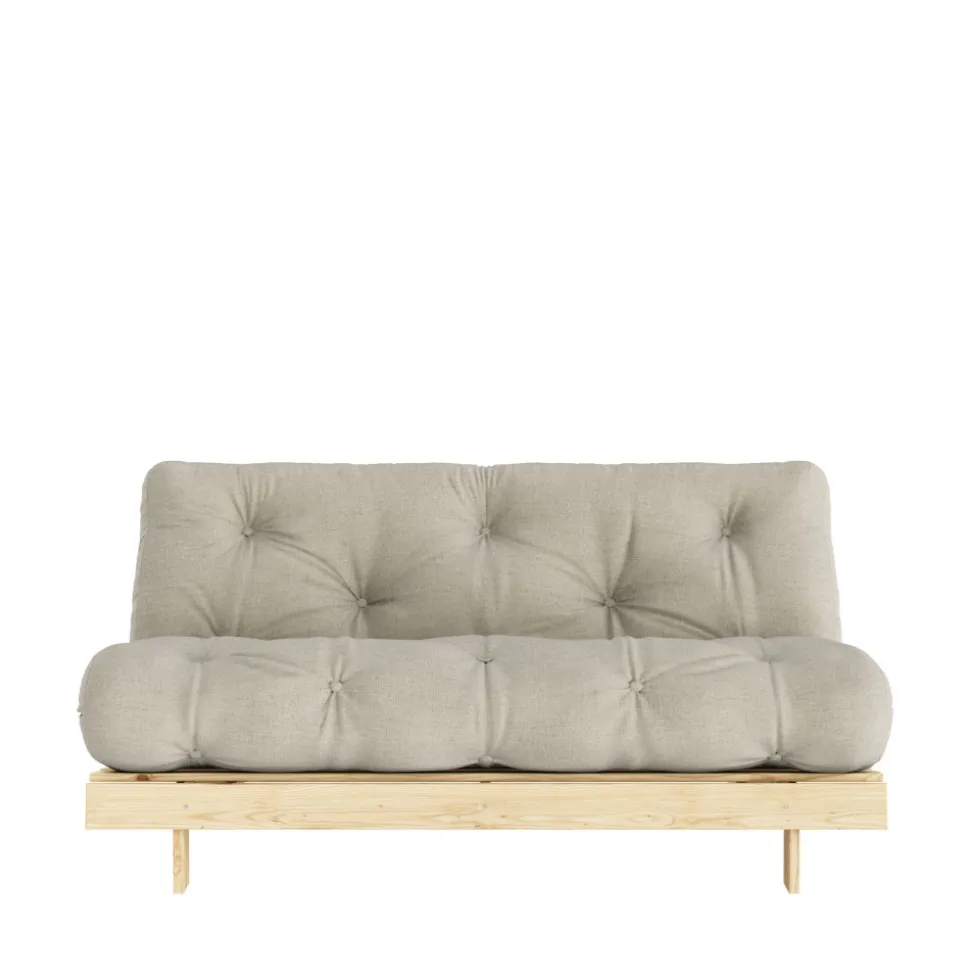 ROOTS Canapé convertible 160x200cm en bois naturel et tissu