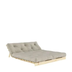 ROOTS Canapé convertible 160x200cm en bois naturel et tissu