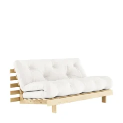 ROOTS Canapé convertible 160x200cm en bois naturel et tissu