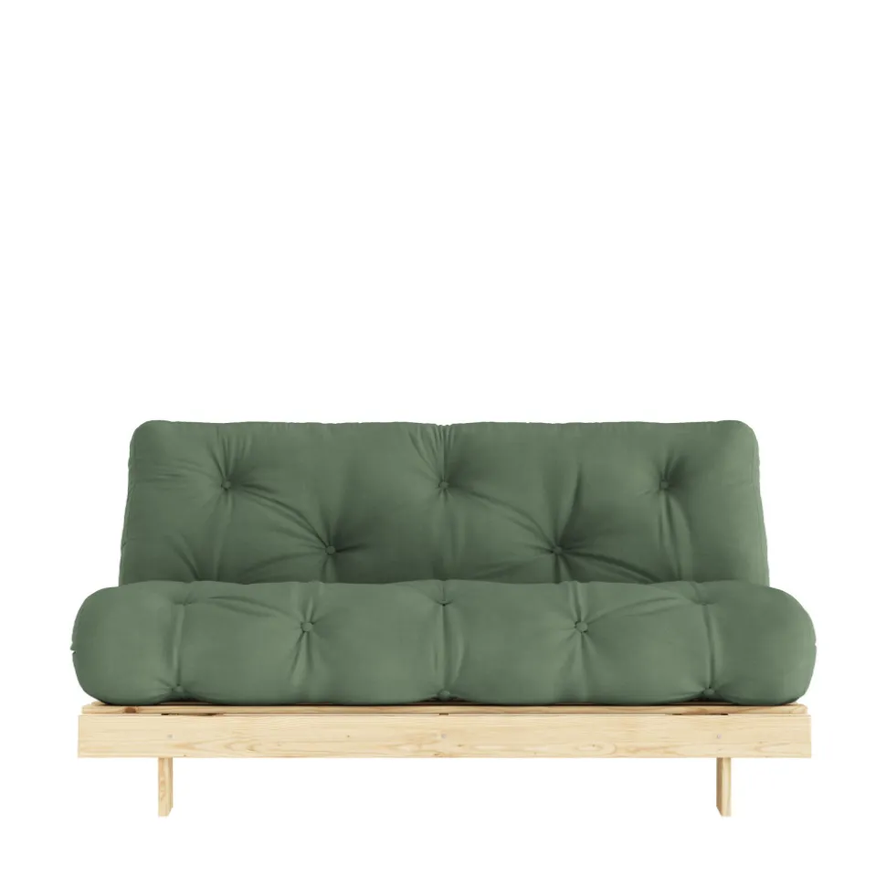 ROOTS Canapé convertible 160x200cm en bois naturel et tissu