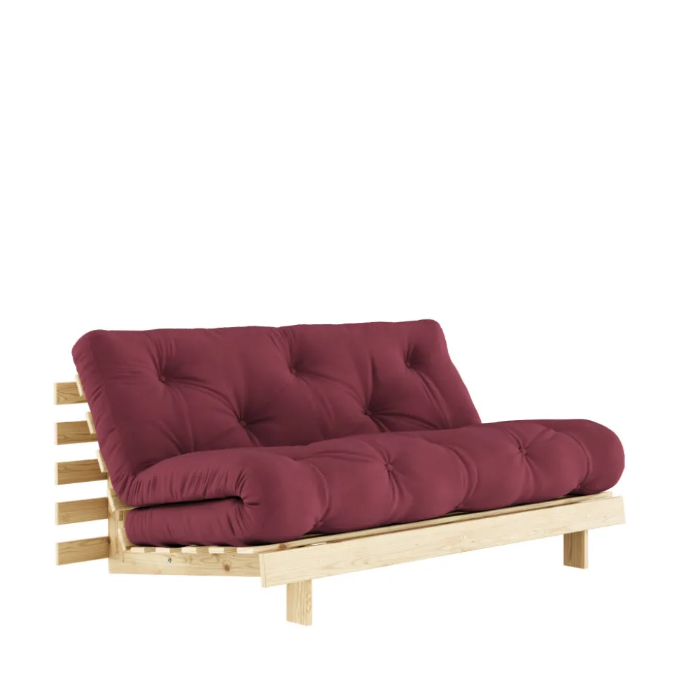 ROOTS Canapé convertible 160x200cm en bois naturel et tissu