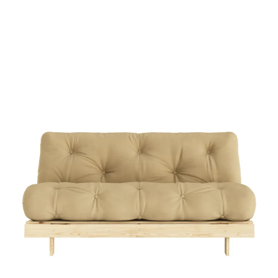 ROOTS Canapé convertible 160x200cm en bois naturel et tissu
