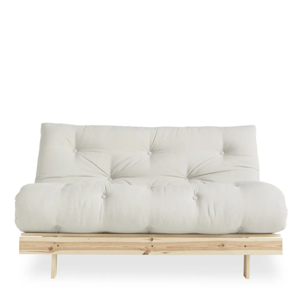 ROOTS Canapé convertible 140x200cm en bois naturel et tissu