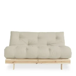ROOTS Canapé convertible 140x200cm en bois naturel et tissu