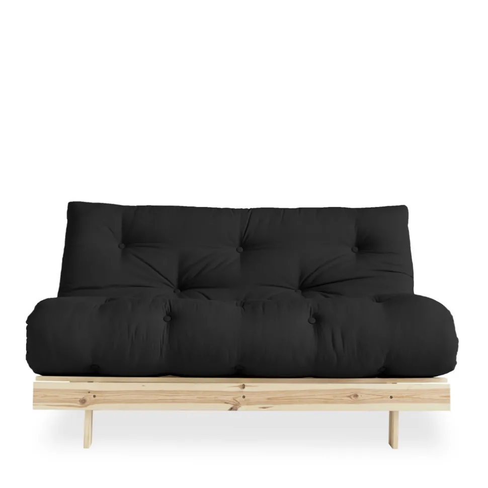 ROOTS Canapé convertible 140x200cm en bois naturel et tissu