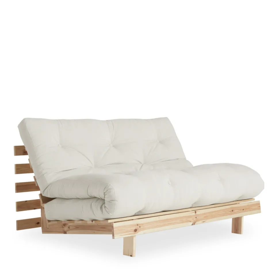 ROOTS Canapé convertible 140x200cm en bois naturel et tissu