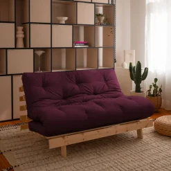 ROOTS Canapé convertible 140x200cm en bois naturel et tissu