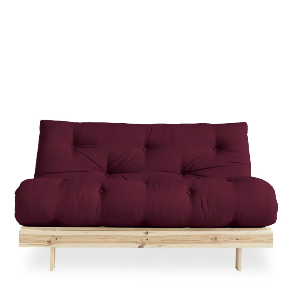 ROOTS Canapé convertible 140x200cm en bois naturel et tissu