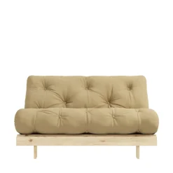 ROOTS Canapé convertible 140x200cm en bois naturel et tissu