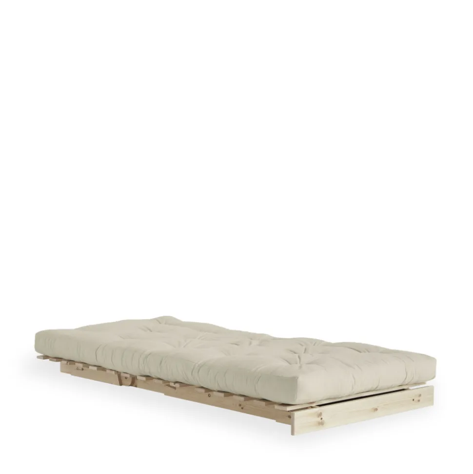 ROOTS Fauteuil convertible 90x200cm en bois naturel et tissu