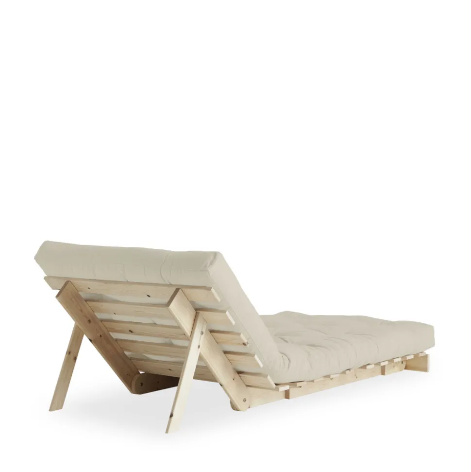 ROOTS Fauteuil convertible 90x200cm en bois naturel et tissu