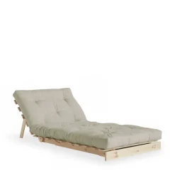ROOTS Fauteuil convertible 90x200cm en bois naturel et tissu
