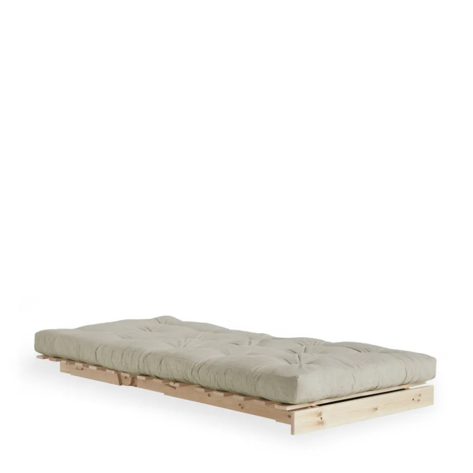 ROOTS Fauteuil convertible 90x200cm en bois naturel et tissu