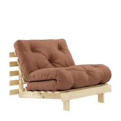 ROOTS Fauteuil convertible 90x200cm en bois naturel et tissu