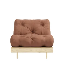 ROOTS Fauteuil convertible 90x200cm en bois naturel et tissu
