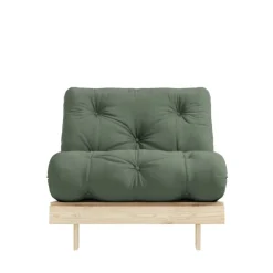 ROOTS Fauteuil convertible 90x200cm en bois naturel et tissu