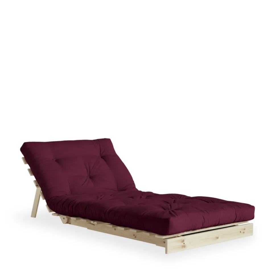 ROOTS Fauteuil convertible 90x200cm en bois naturel et tissu