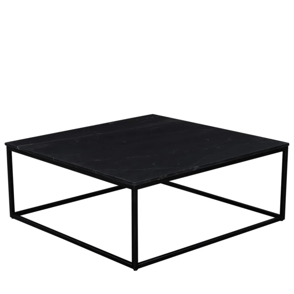 SAKU Table basse carrée en marbre et métal 100x100cm