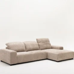 SAM Canapé d'angle droit 4 places avec têtières réglables en tissu chenille