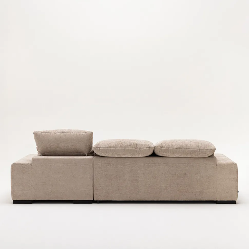SAM Canapé d'angle droit 4 places avec têtières réglables en tissu chenille