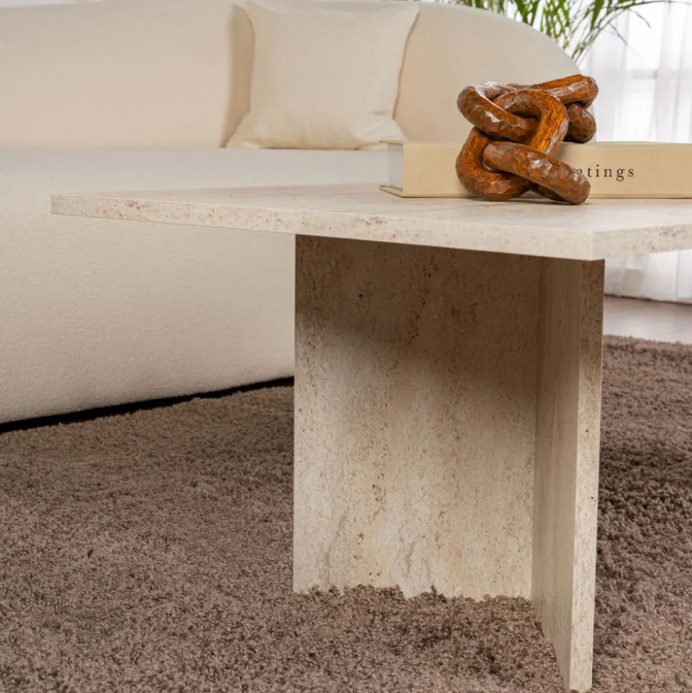 SAM Table basse effet travertin 119x60cm
