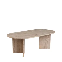 SAM Table basse ovale effet travertin 119x60cm