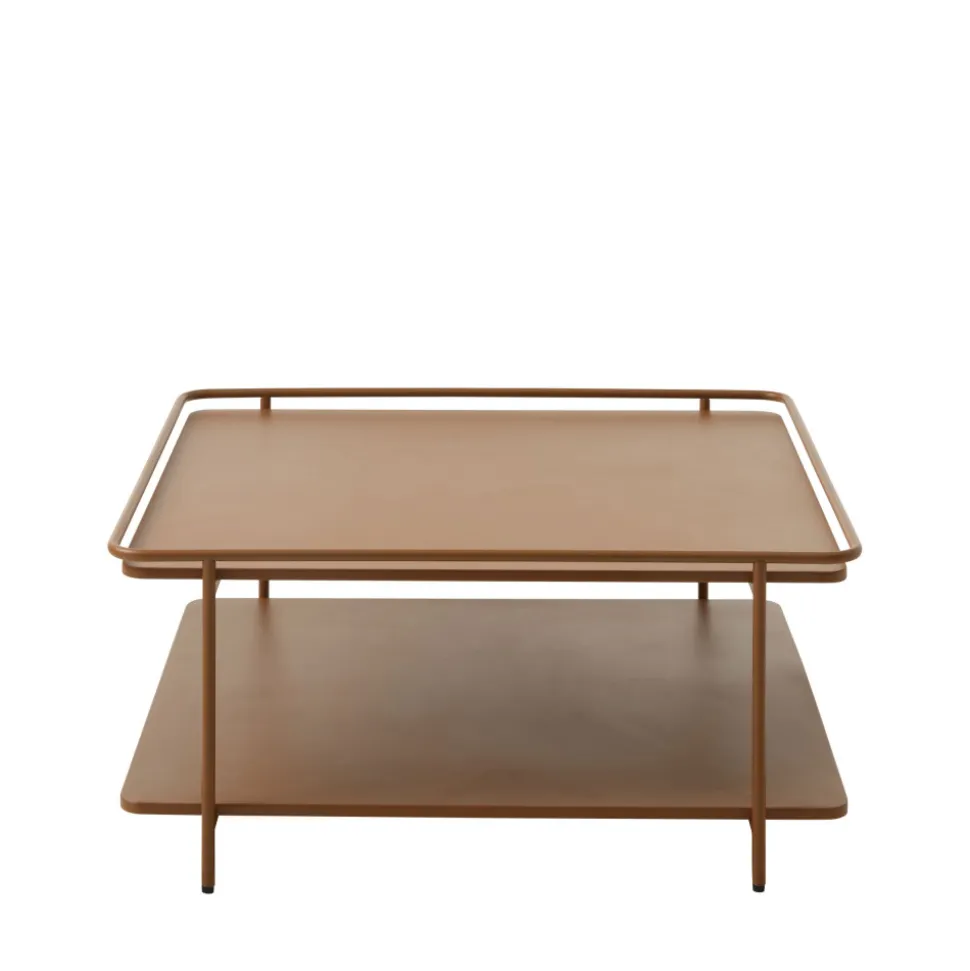 SARANDA Table basse carrée 2 plateaux en métal 75x75cm