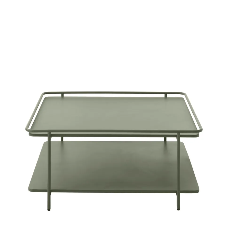 SARANDA Table basse carrée 2 plateaux en métal 75x75cm