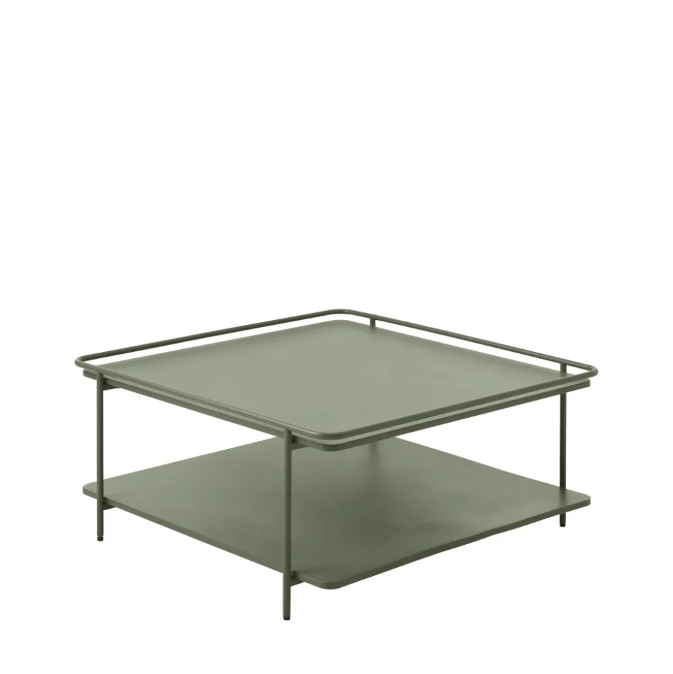 SARANDA Table basse carrée 2 plateaux en métal 75x75cm