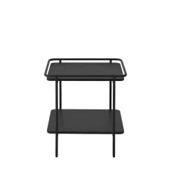 SARANDA Table d'appoint carrée 2 plateaux en métal 45x45cm