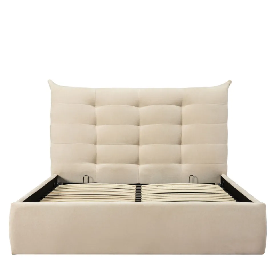 SERENITA Lit coffre en tissu 140x190cm