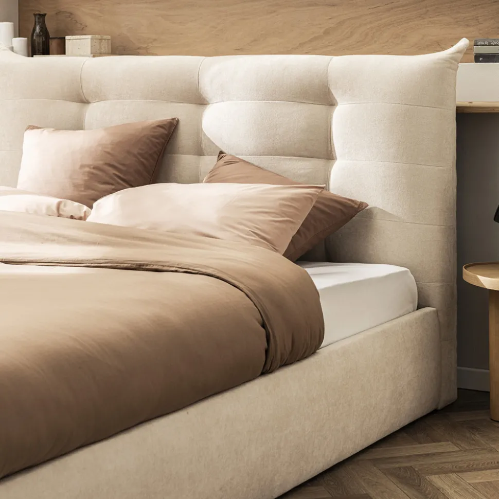 SERENITA Lit coffre en tissu 140x190cm