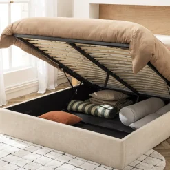 SERENITA Lit coffre en tissu 140x190cm