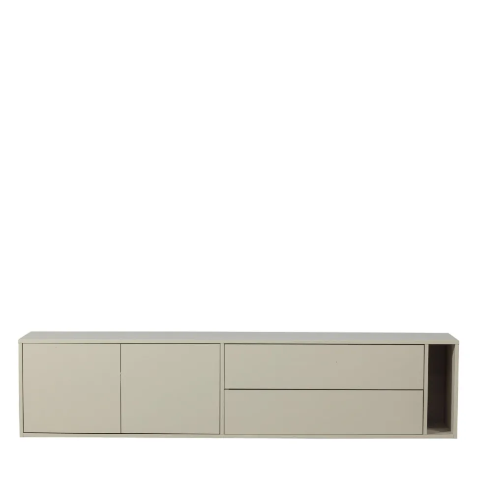 SETTLE DOWN Meuble TV 2 portes, 2 tiroirs en bois L200cm