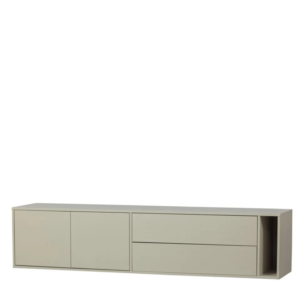 SETTLE DOWN Meuble TV 2 portes, 2 tiroirs en bois L200cm