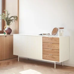 SIERRA Buffet en bois 2 portes 4 tiroirs L159,2cm