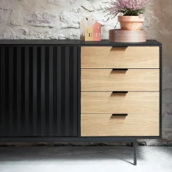 SIERRA Buffet en bois 2 portes 4 tiroirs L159,2cm