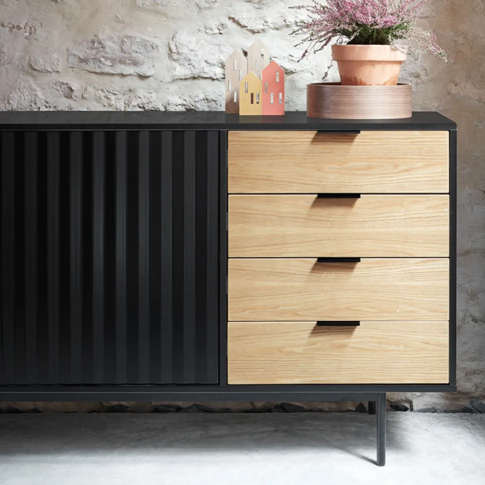 SIERRA Buffet en bois 2 portes 4 tiroirs L159,2cm