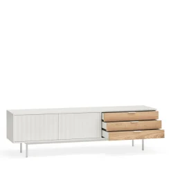SIERRA Meuble TV 2 portes, 3 tiroirs en bois L180cm