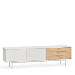 SIERRA Meuble TV 2 portes, 3 tiroirs en bois L180cm