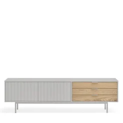 SIERRA Meuble TV 2 portes, 3 tiroirs en bois L180cm