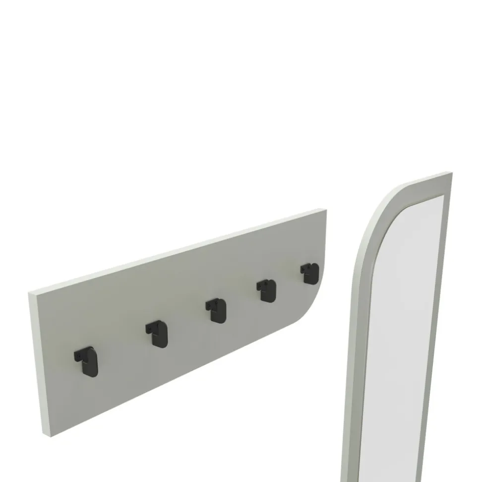 SILVAR Meuble d'entrée 2 portes avec miroir et portant en bois et métal H172cm