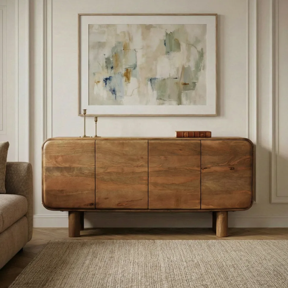 SIRA Buffet 4 portes en bois massif L160cm
