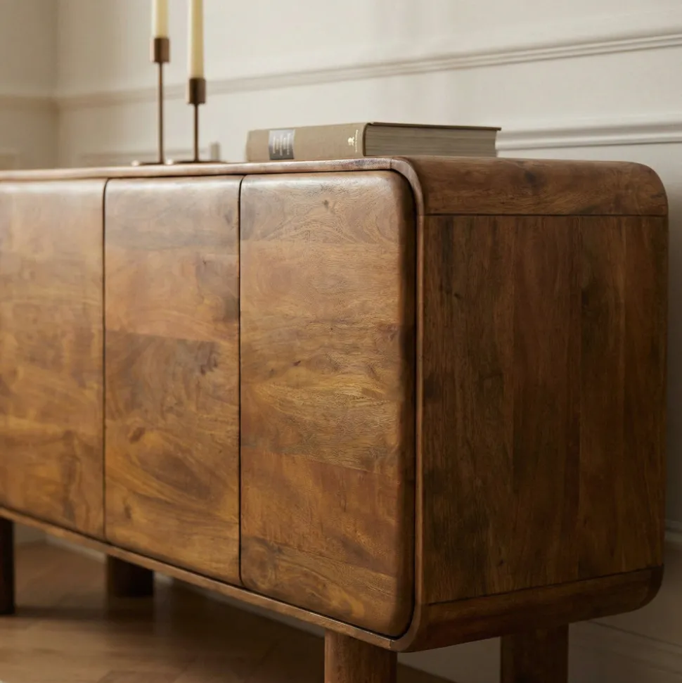 SIRA Buffet 4 portes en bois massif L160cm
