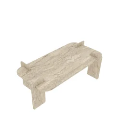 SOLENI Table basse effet travertin 120x60cm