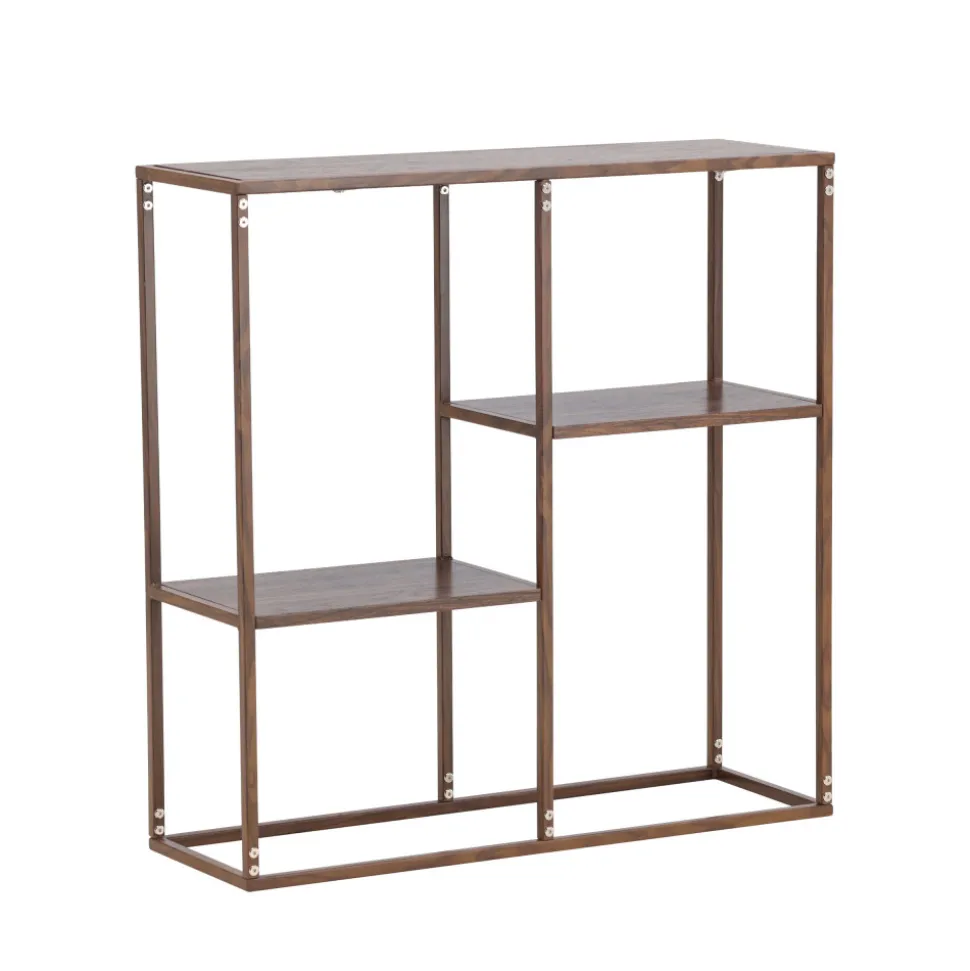STAAL Étagère en bois effet noyer et métal H81cm