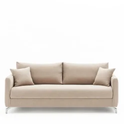 STEFFEN Canapé convertible express 3 places en tissu et pieds chrome